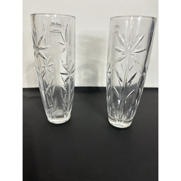 Gorham Other - New‎ Gorham Full Lead Crystal Floral Majesty Matching Vases X 2 Bud 6x2"